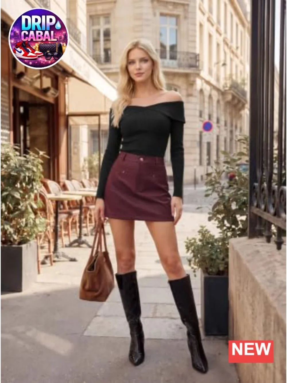 Women's Faux Leather Mini Pencil Skirt with Built-in Shorts, High Waist, Pockets